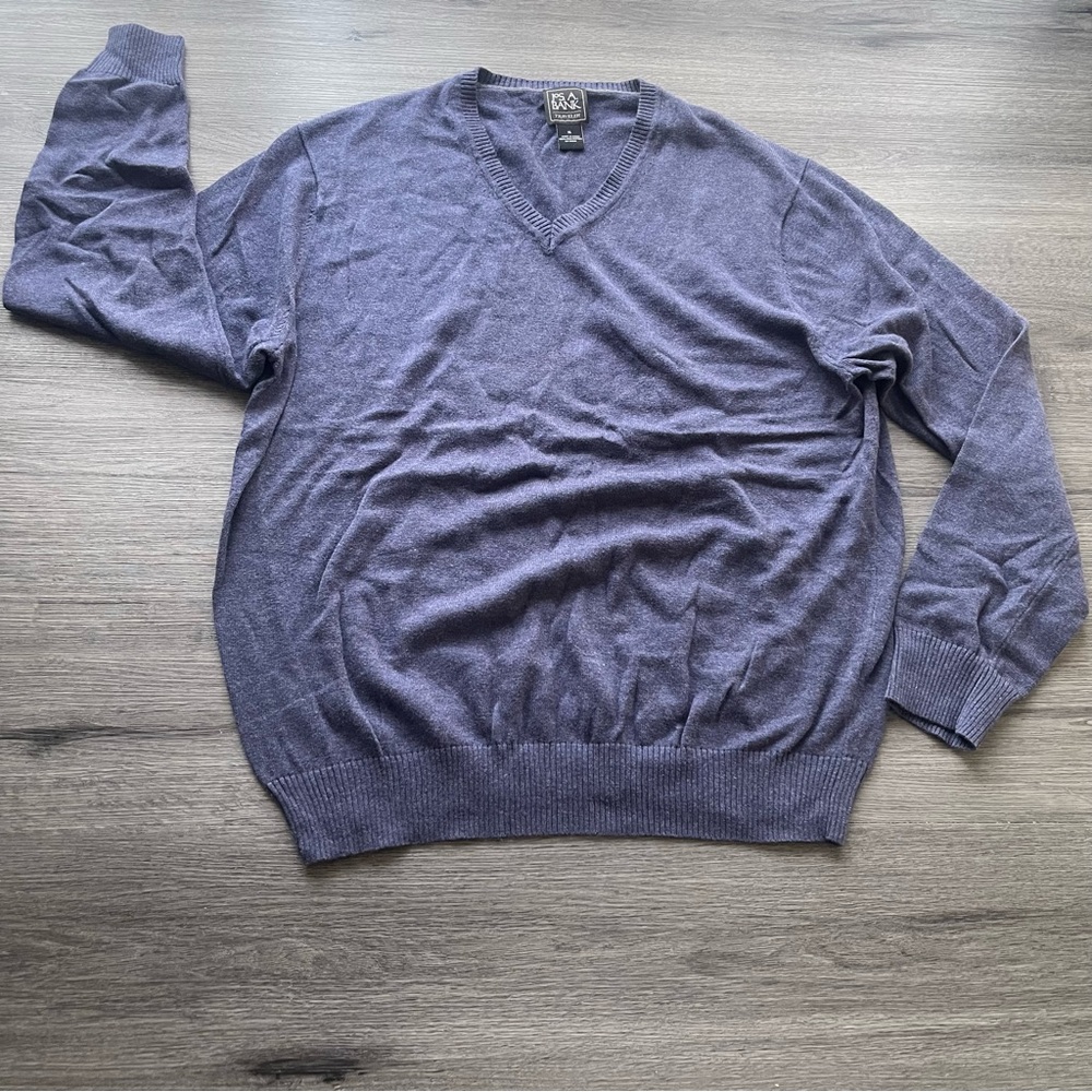 Jos. A. Bank 100% Pima Cotton V-neck Sweater Mens Sz XL Blue Office Casual